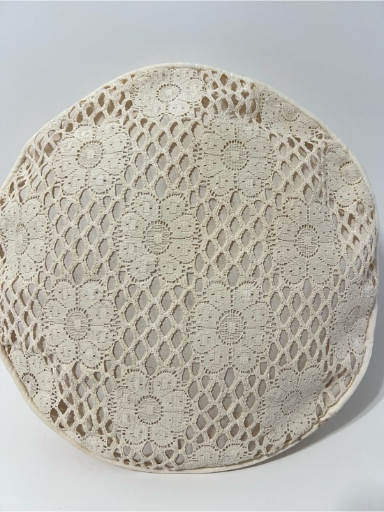 Vintage Other - Vintage Crochet Lace Boho Cottagecore Grannycore Round Throw Pillow Cream